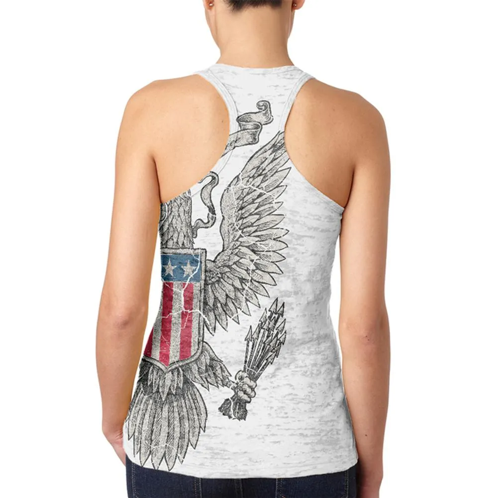 4th Of July Born Free Vintage American Eagle Juniors Burnout Racerback Tank Top