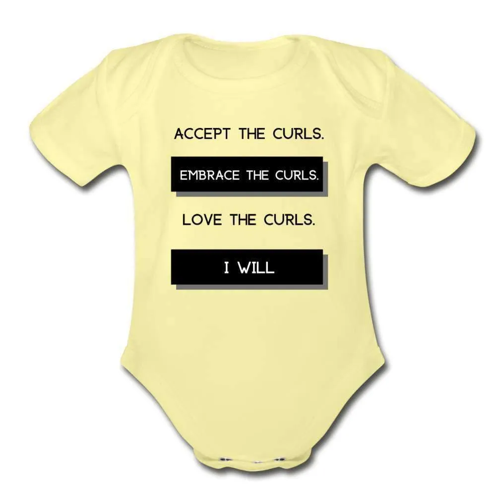 Accept The Curls Organic Girl Onesie (Black Print)