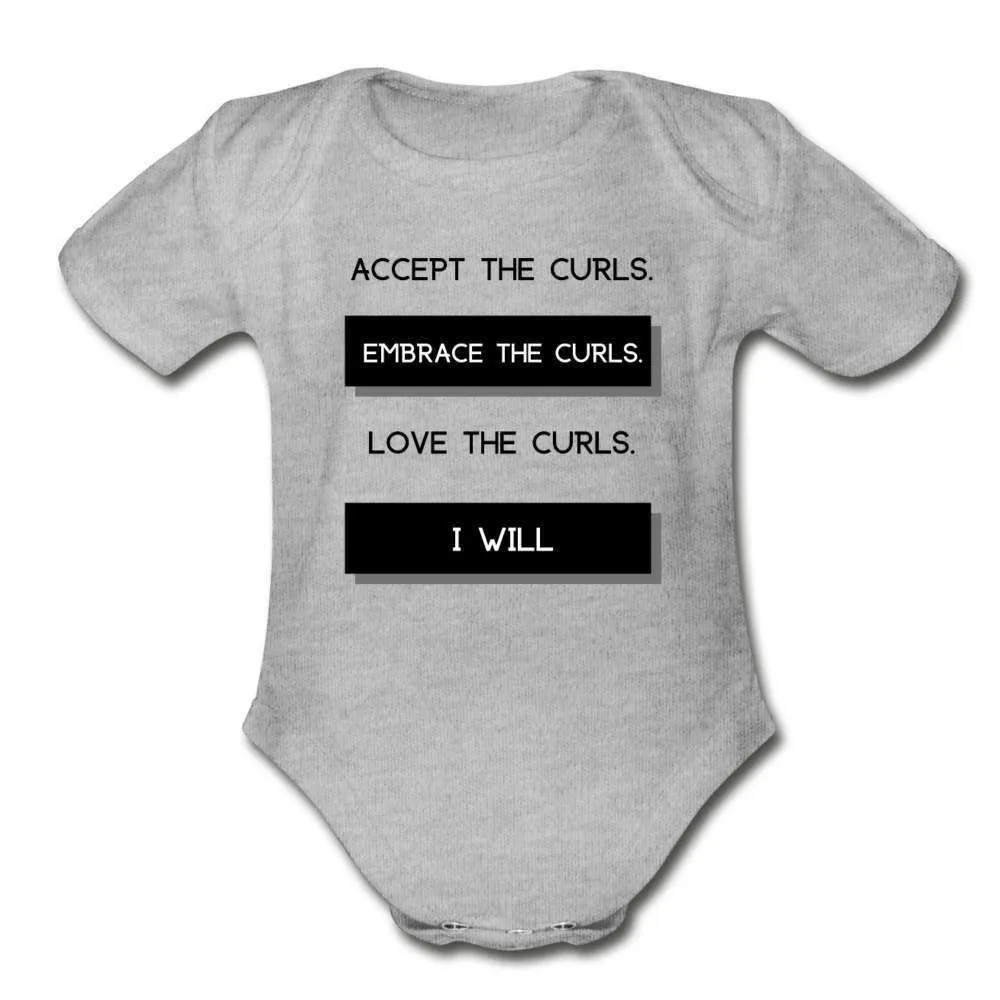 Accept The Curls Organic Girl Onesie (Black Print)