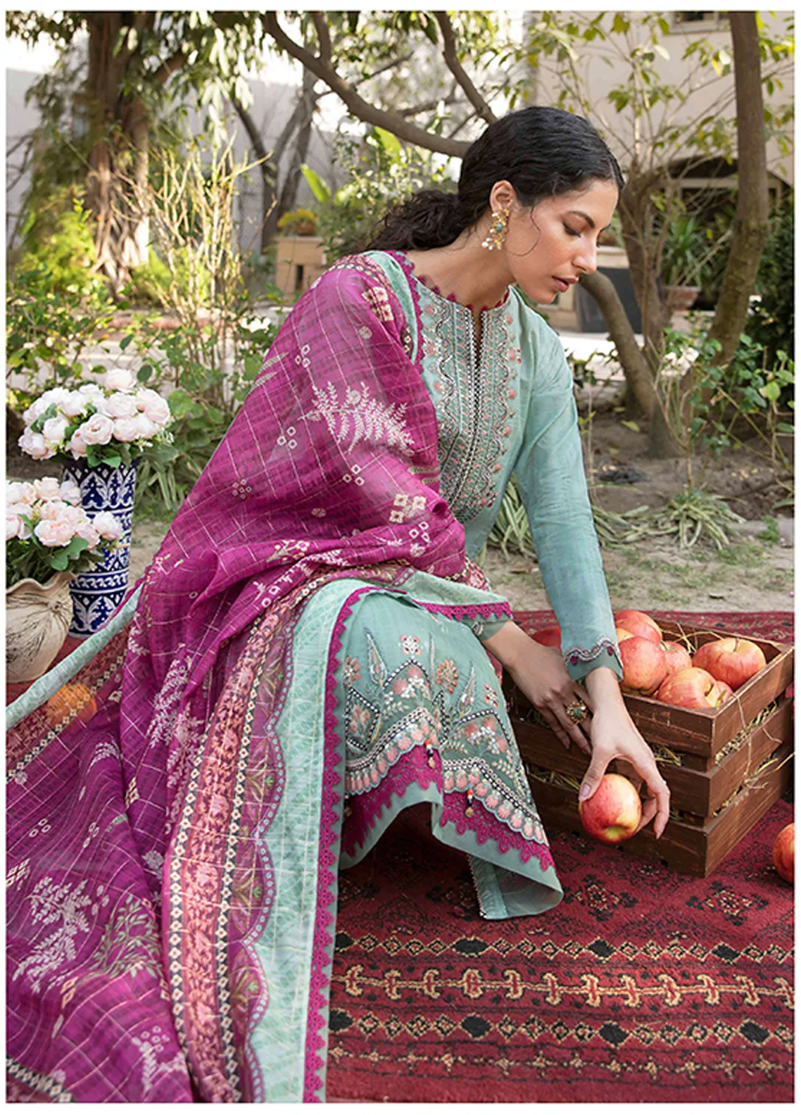 Afsanah By Seran Embroidered Lawn Unstitched 3 Piece Suit - 12