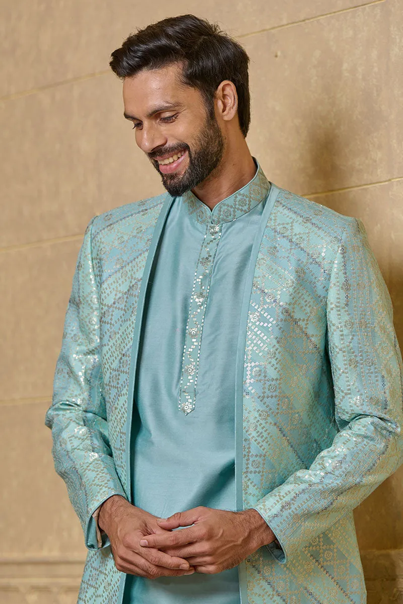 Aqua Open Front Sherwani