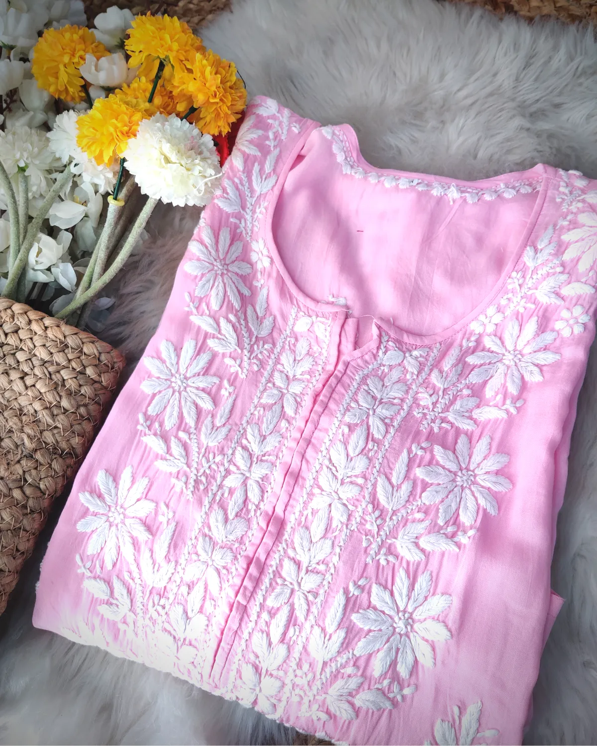 Baby Pink Chikankari Kurta