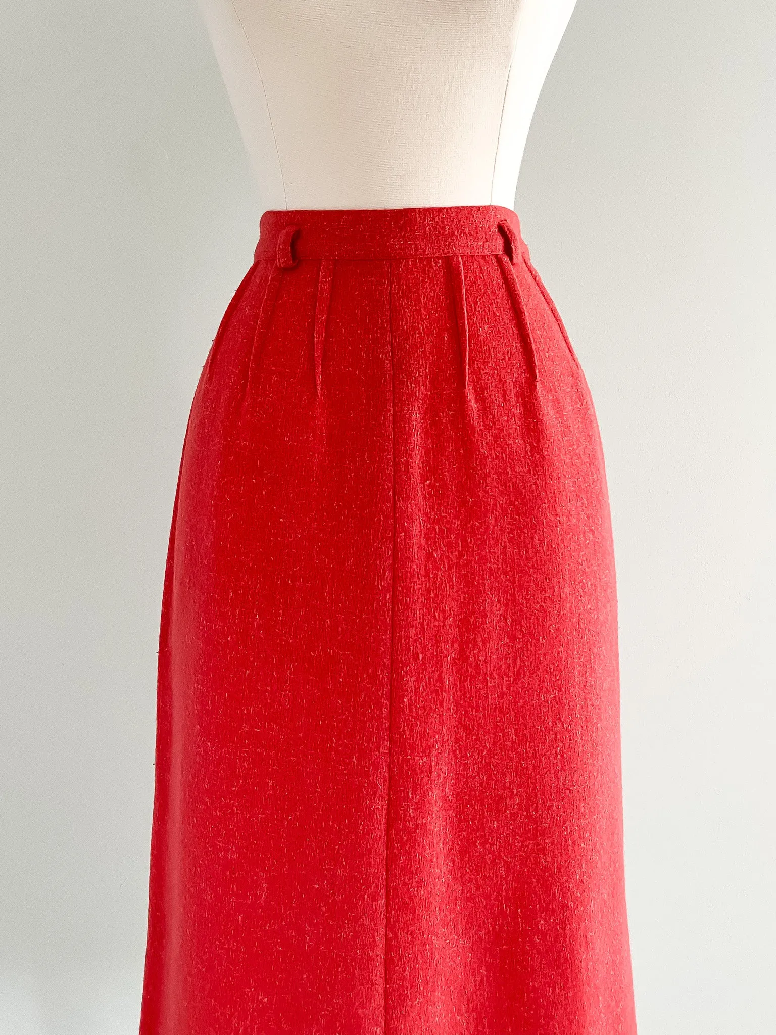 Beautiful 1950's Salmon Pink Wool Pencil Skirt / Sz S