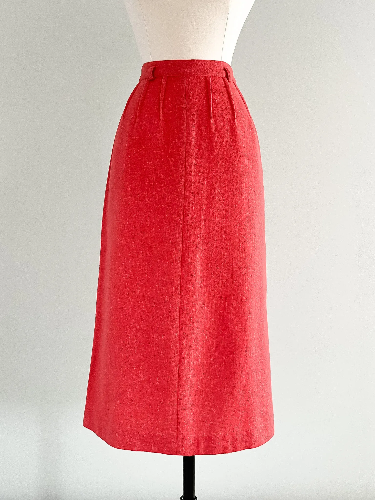 Beautiful 1950's Salmon Pink Wool Pencil Skirt / Sz S