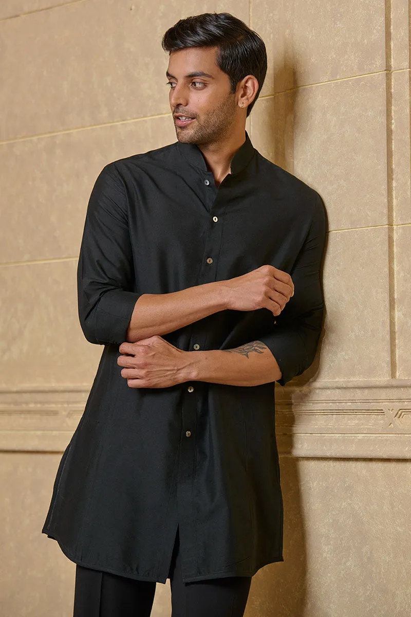 Black Center Open Single Kurta