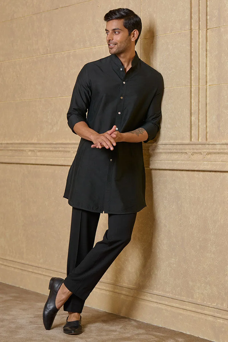 Black Center Open Single Kurta