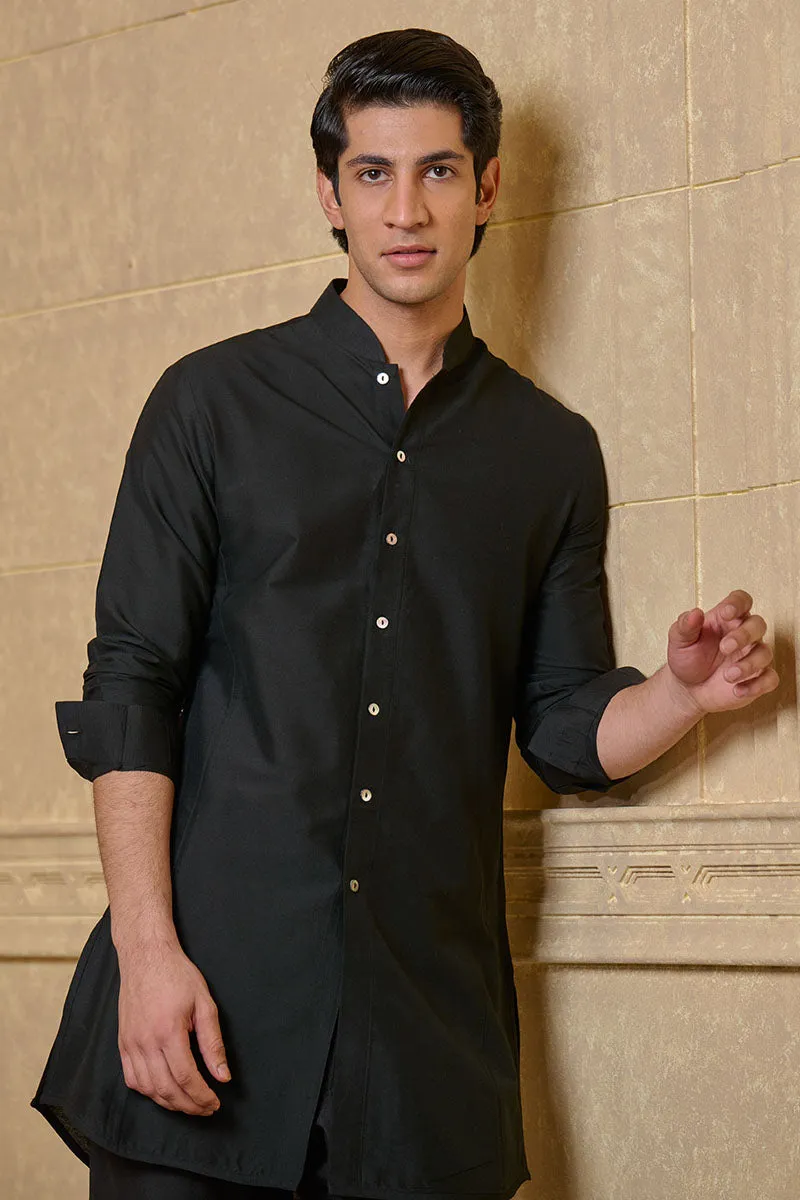 Black Center Open Single Kurta