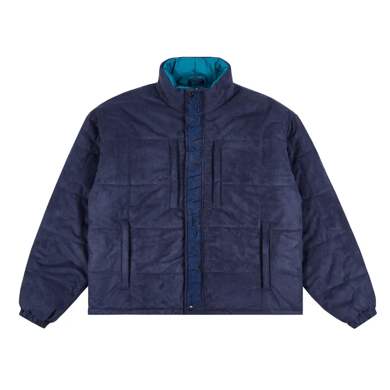 Bronze 56k Faux Suede Puffer Jacket - Navy