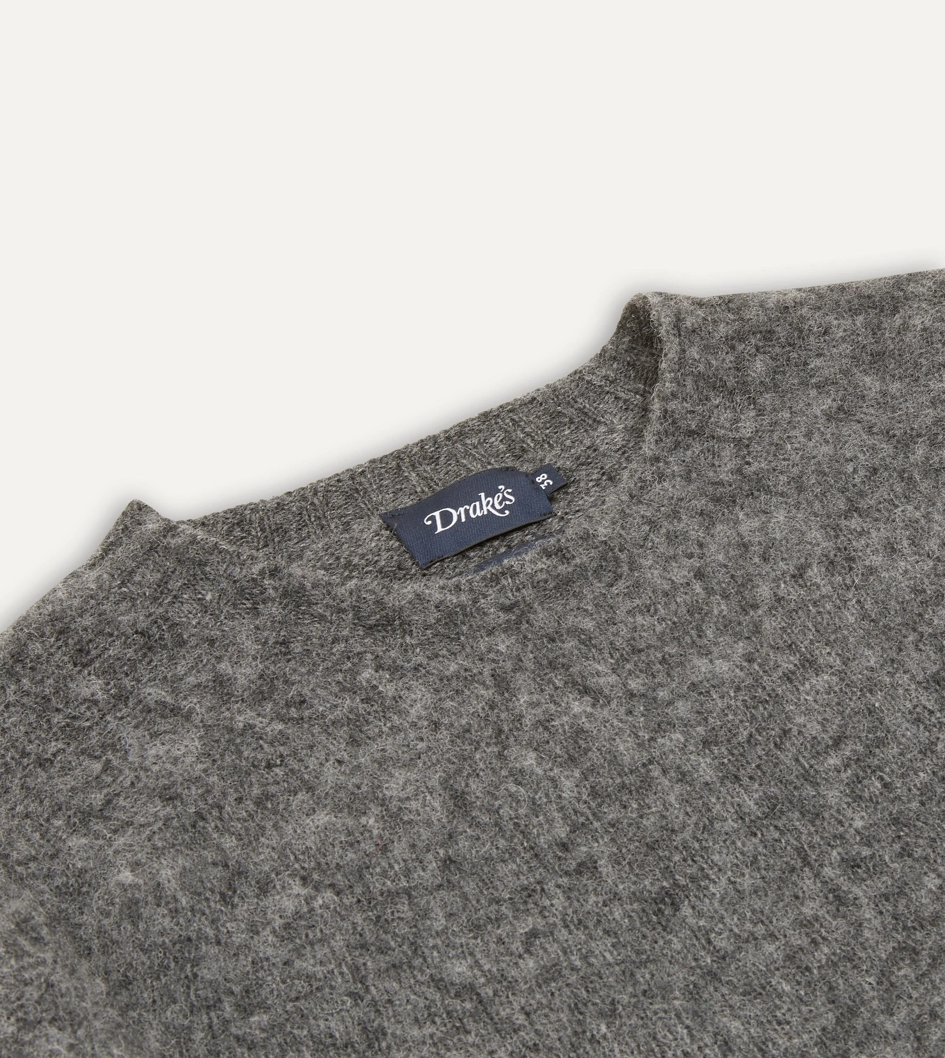 Charcoal Brushed Shetland Crew Neck Jumper