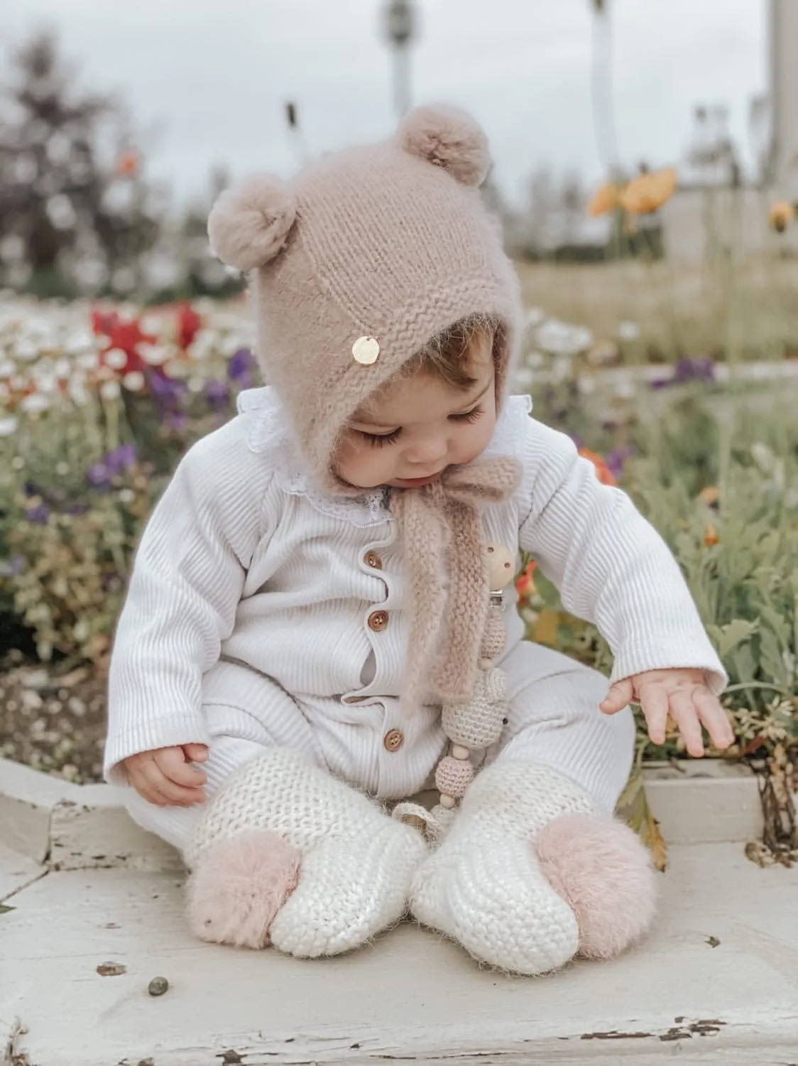 Dusty Pink Cashmere Teddy Hat