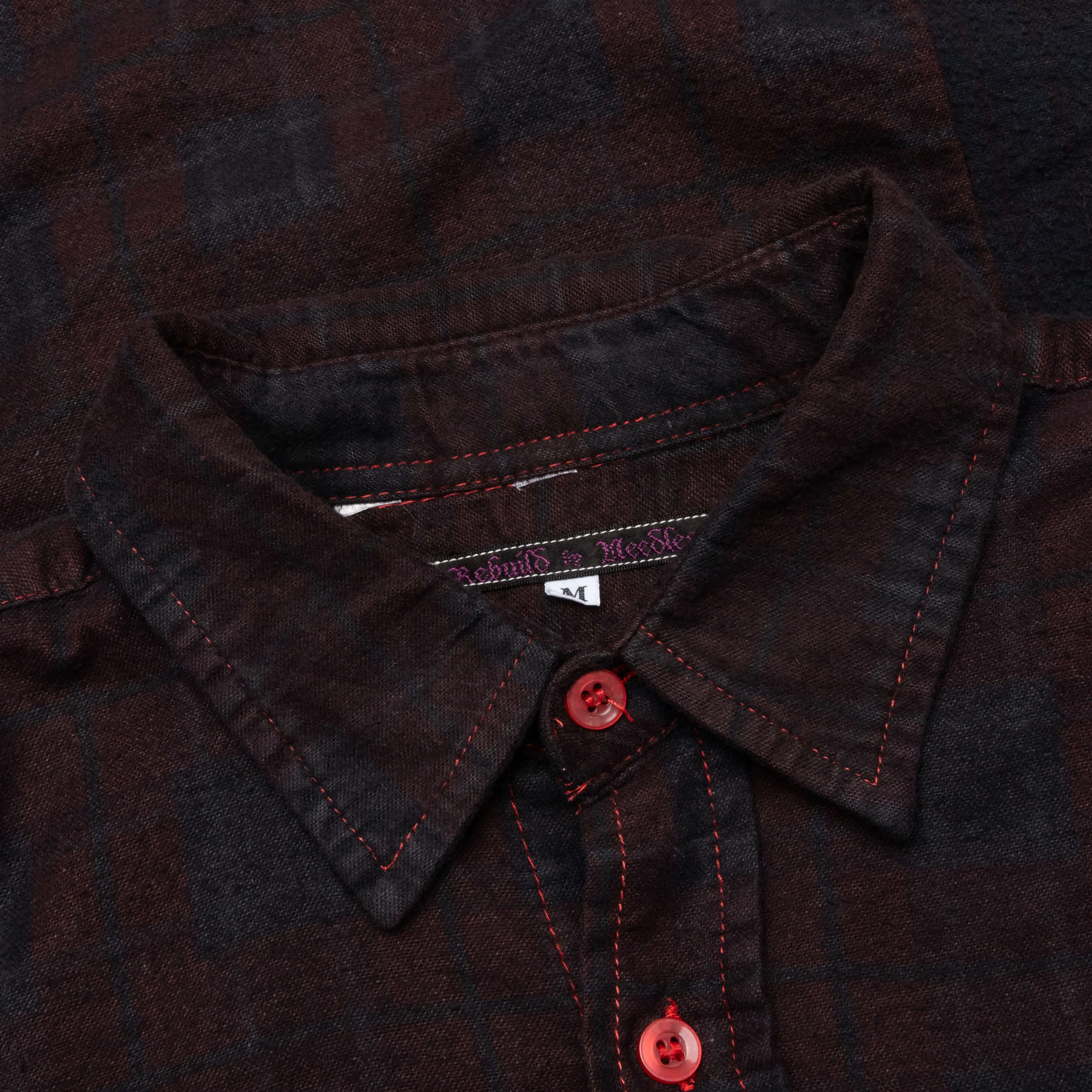 Flannel Shirt 7 Cuts Shirt Over Dye - Black