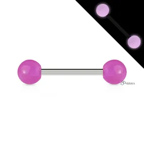 Glow In The Dark Ball Tongue Barbell - Purple