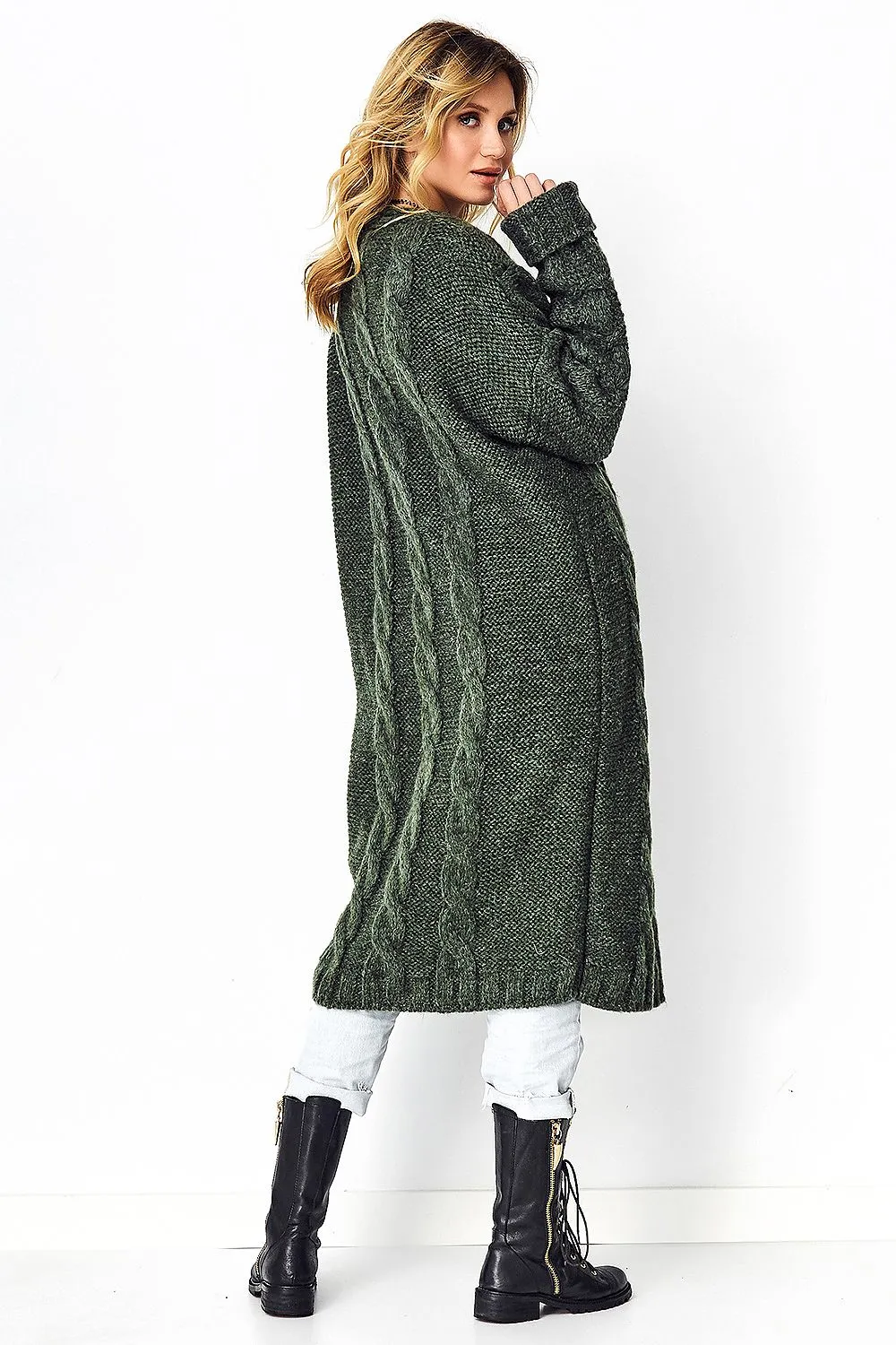 Long Coat Cardigan Dark Green