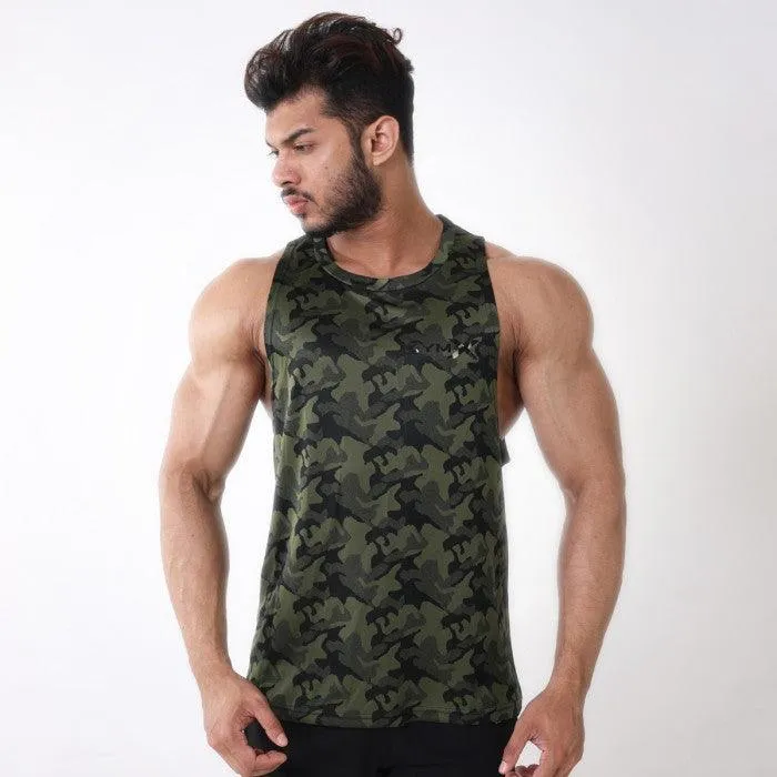 Military Green Camo Tank- Deep Arm Hole- Sale