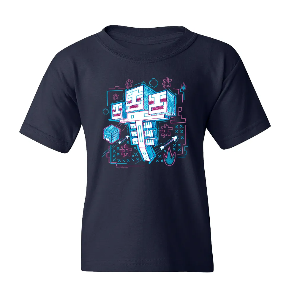 Minecraft Acid Sketch Wither Kids Short Sleeve T-Shirt