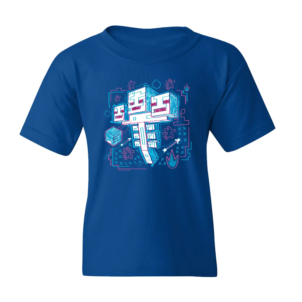 Minecraft Acid Sketch Wither Kids Short Sleeve T-Shirt