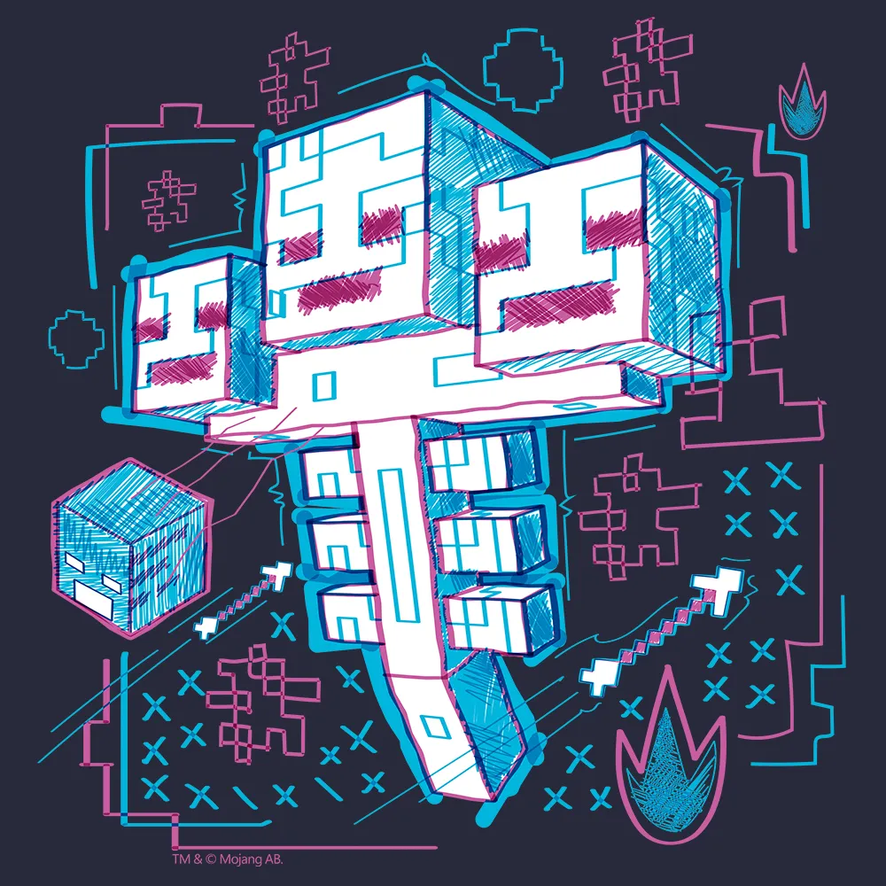 Minecraft Acid Sketch Wither Kids Short Sleeve T-Shirt