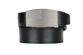 Nexbelt USA Heritage Embossed Pewter Aston Black Dress Belt