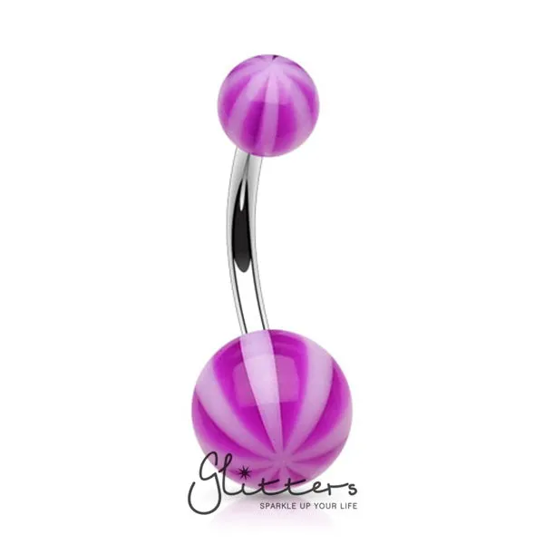 Purple Acrylic Candy Balls Belly Button Ring