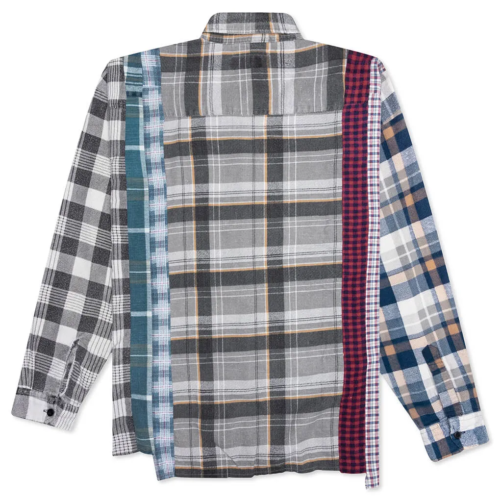 Rebuild by Flannel Shirt 7 Cuts Wide Shirt - Grey/White