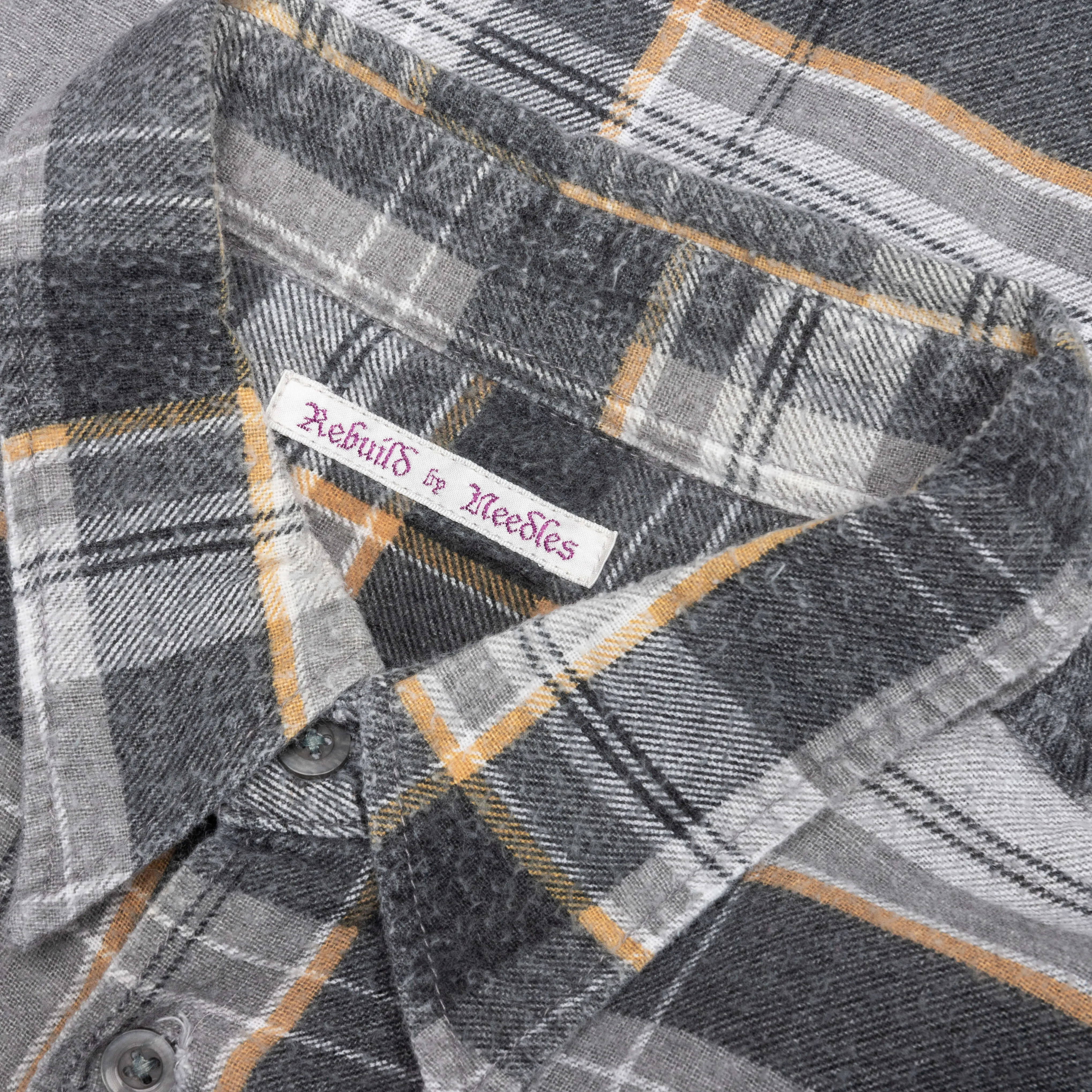 Rebuild by Flannel Shirt 7 Cuts Wide Shirt - Grey/White