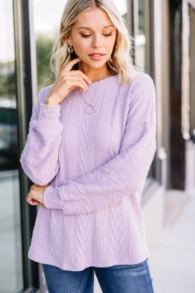 The Slouchy Lilac Purple Cable Knit Top