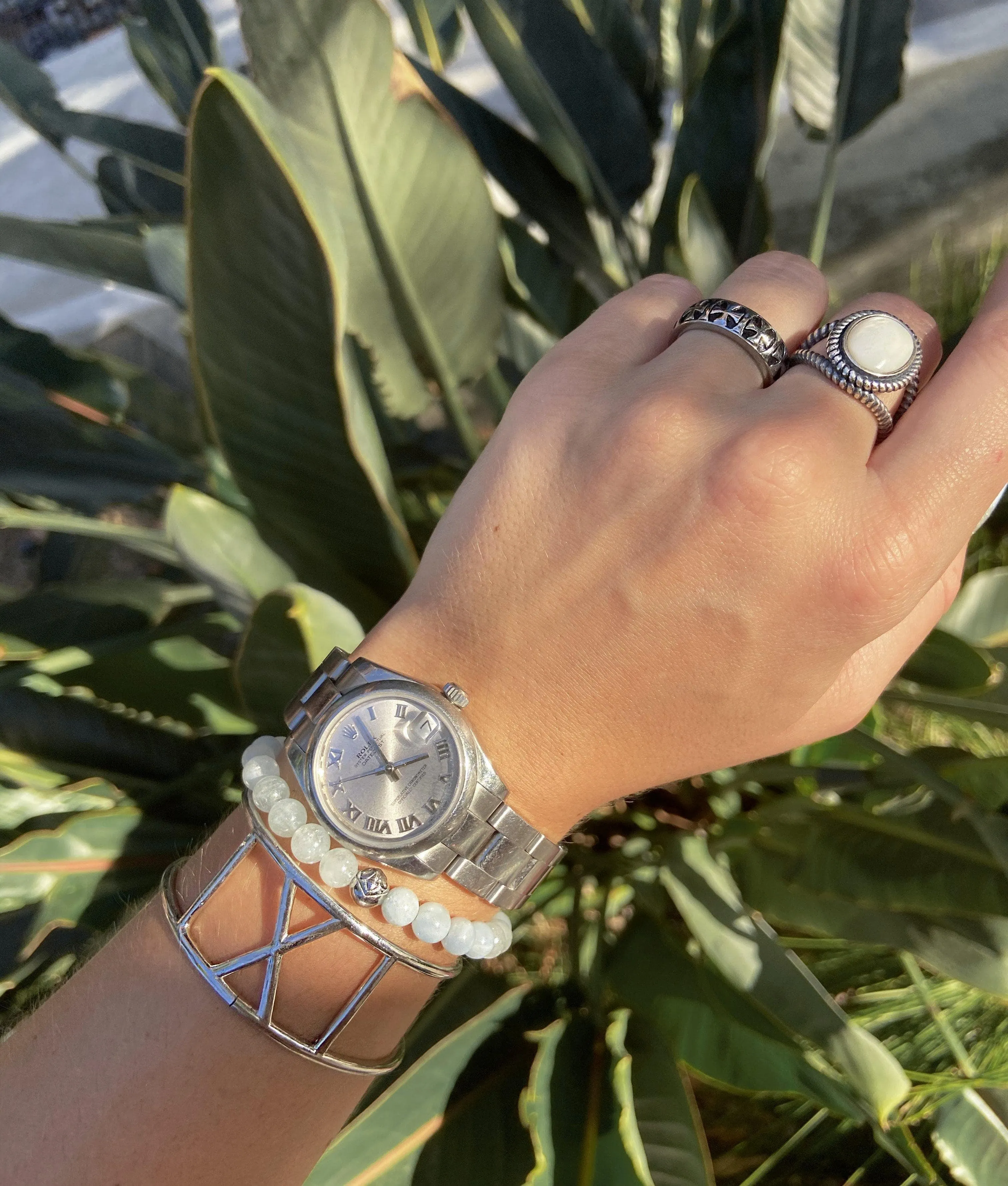 Women's Silver Ring with Mother Of Pearl Stone