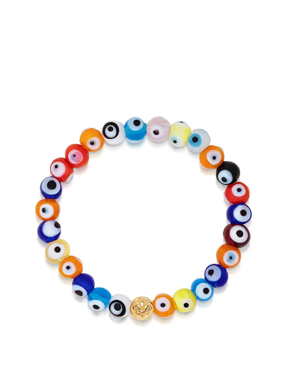 Wristband with Evil Eye Glass Beads